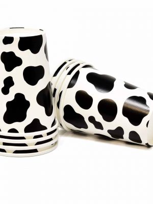 Disposable paper cups with cow