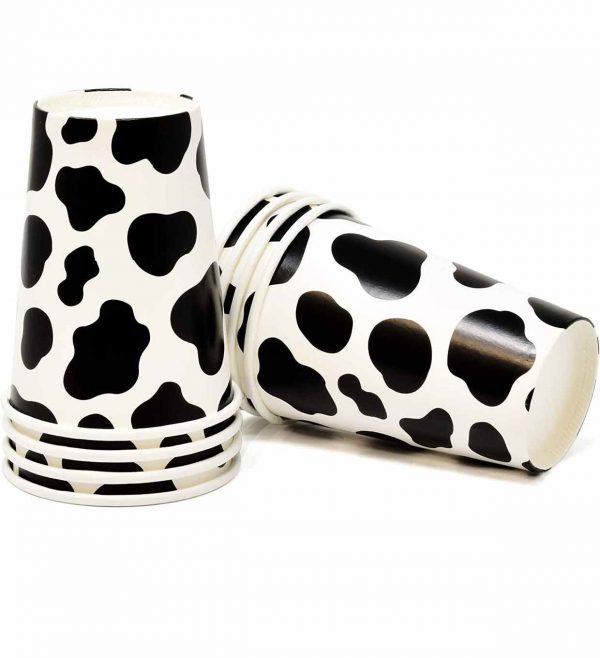 Disposable paper cups with cow