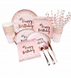 Disposable paper cups with happy birthday