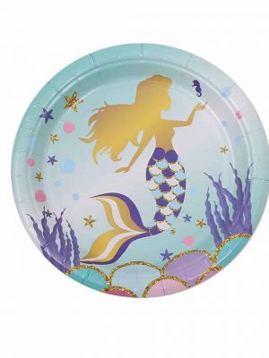Paper lunch plates with mermaid