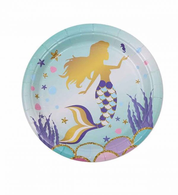 Paper lunch plates with mermaid