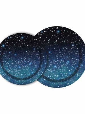 Paper lunch plates with starry sky