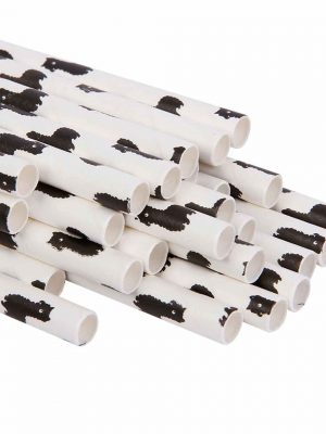 Paper straws with cow