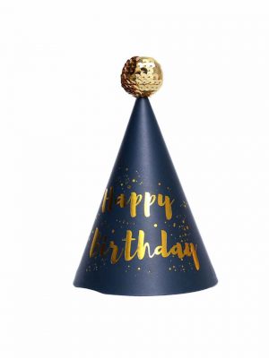 Party paper hat with golden and blue