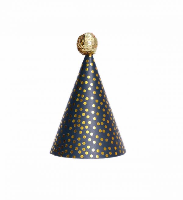 Party paper hat with golden and blue one