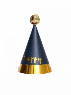 Party paper hat with golden and blue