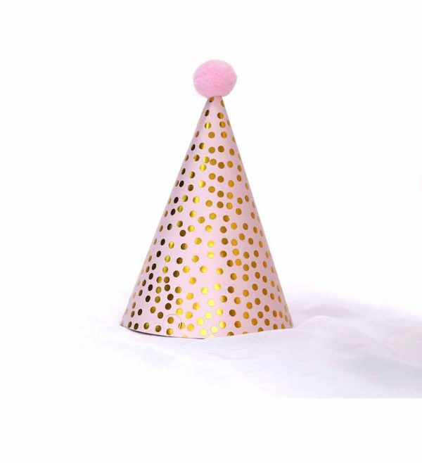 Party paper hat with pink dots