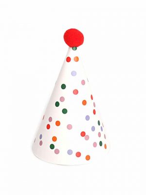 Party paper hat with multi color dots