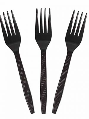 Plastic knives&fork black