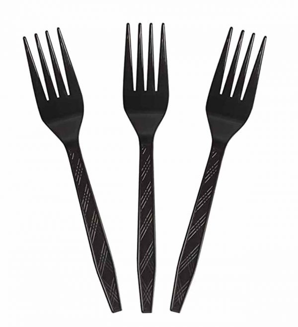 Plastic knives&fork black