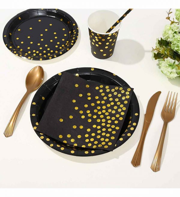 Plastic knives&fork with golden