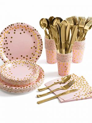 Plastic knives and fork with golden